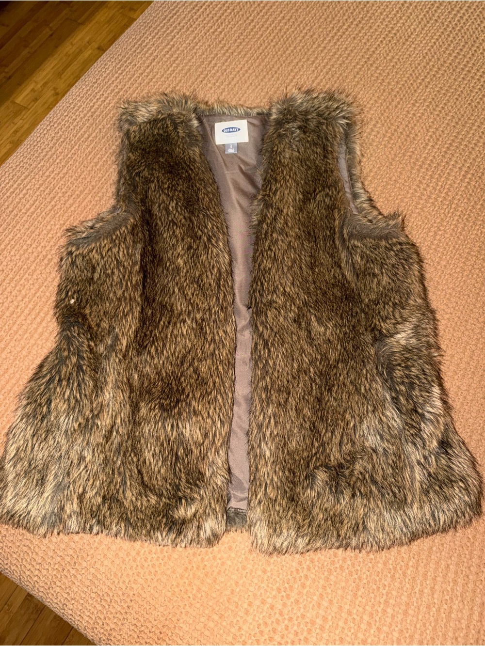 Old Navy Brown Faux Fur Open-Front Vest
